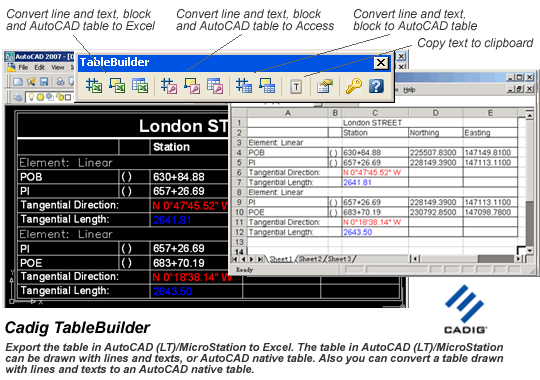 AutoCAD to Excel - TableBuilder