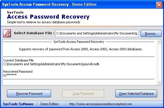 Access Password Recovery Tool