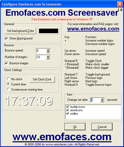 Emofaces.com bouncy Emoticon Screensaver