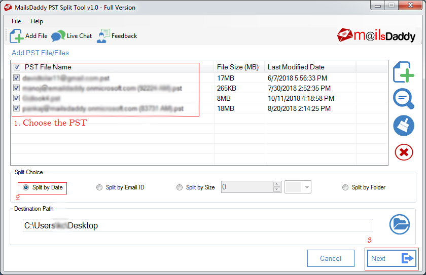MailsDaddy PST Split Tool
