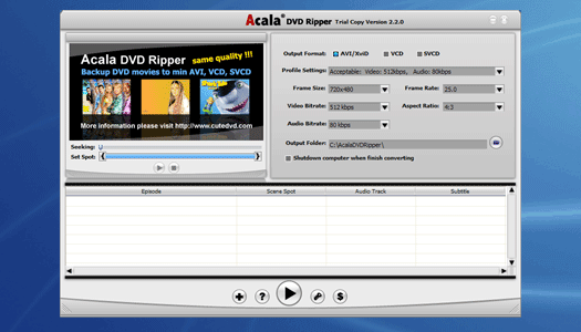 Acala DVD Ripper + DivX to iPod