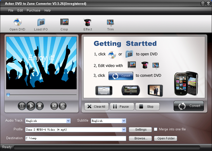 Acker DVD to Zune Converter