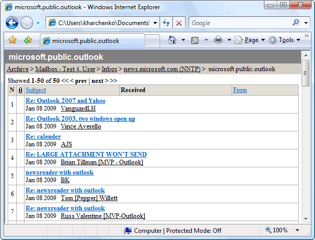 HTML Email Archiver for Outlook