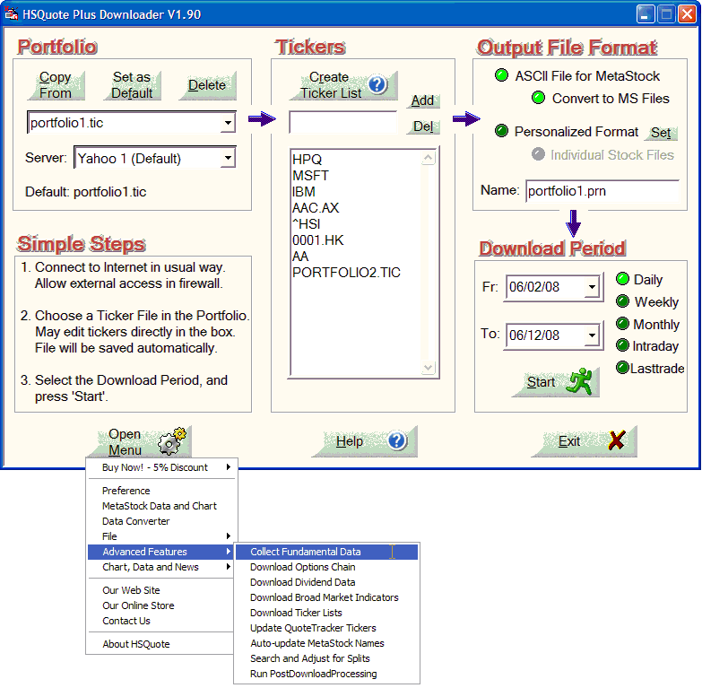 HSQuote Stock Quote Downloader