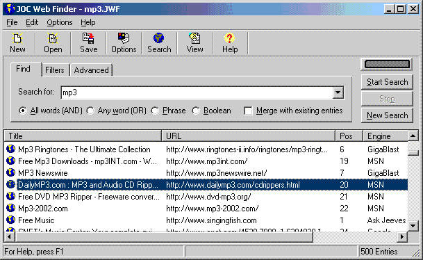 JOC Web Finder