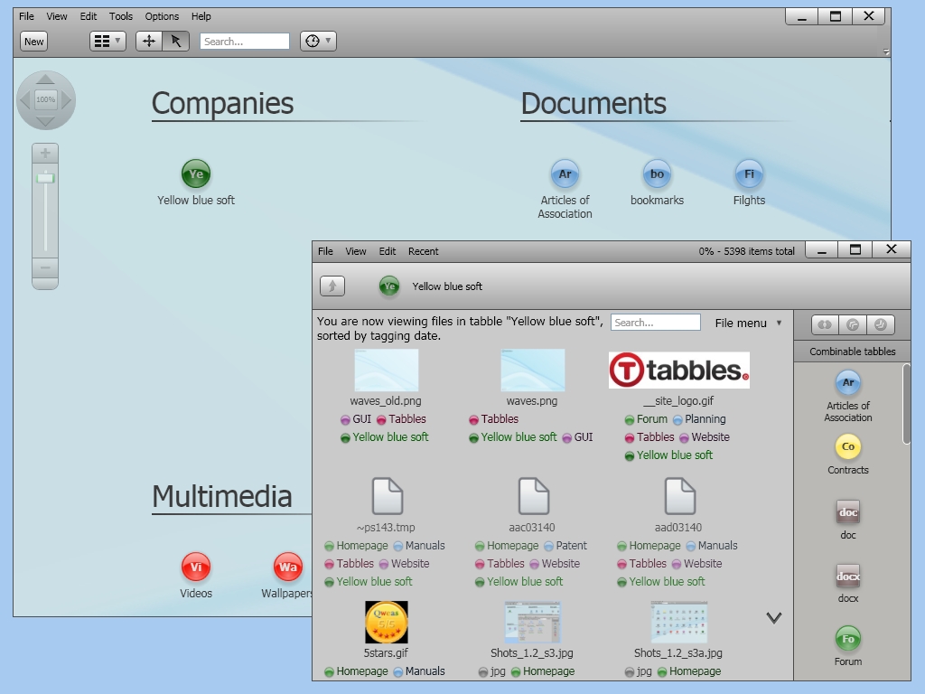 Tabbles home | tagging + virtual folders