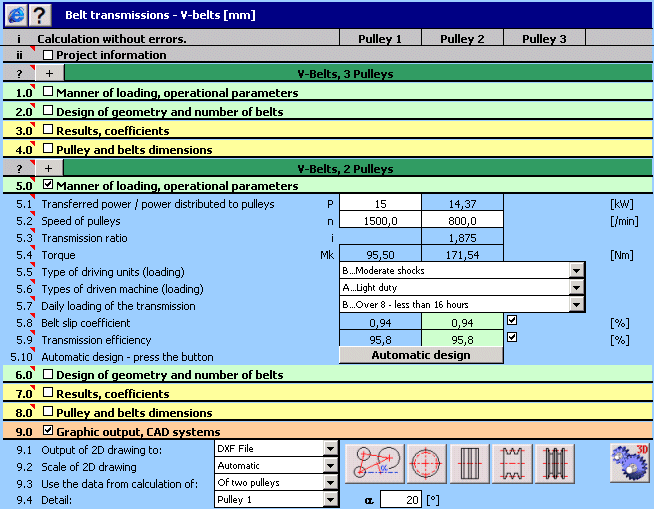 MITCalc V-Belts Calculation