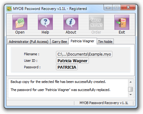 MYOB Password Recovery