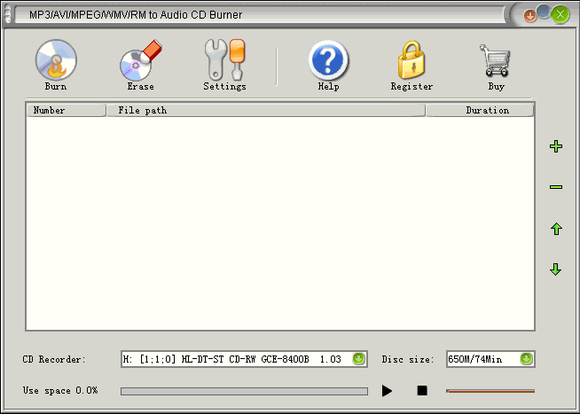 MP3/AVI/MPEG/WMV/RM to Audio CD Burner