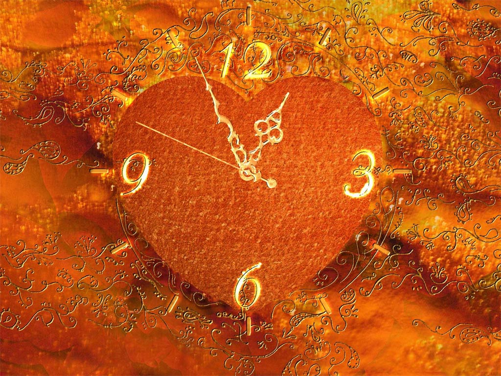 Gold Heart Clock ScreenSaver