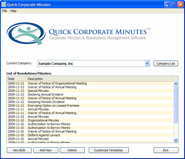 Quick Corporate Minutes