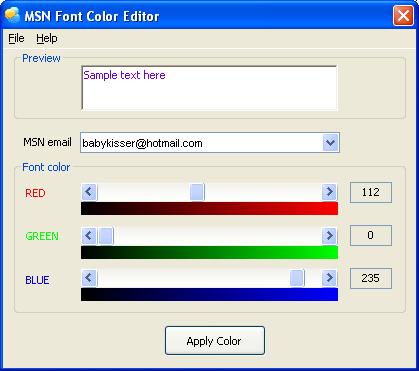 MSN Font Color Editor