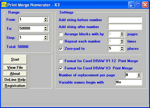 X3 Print Merge Numerator