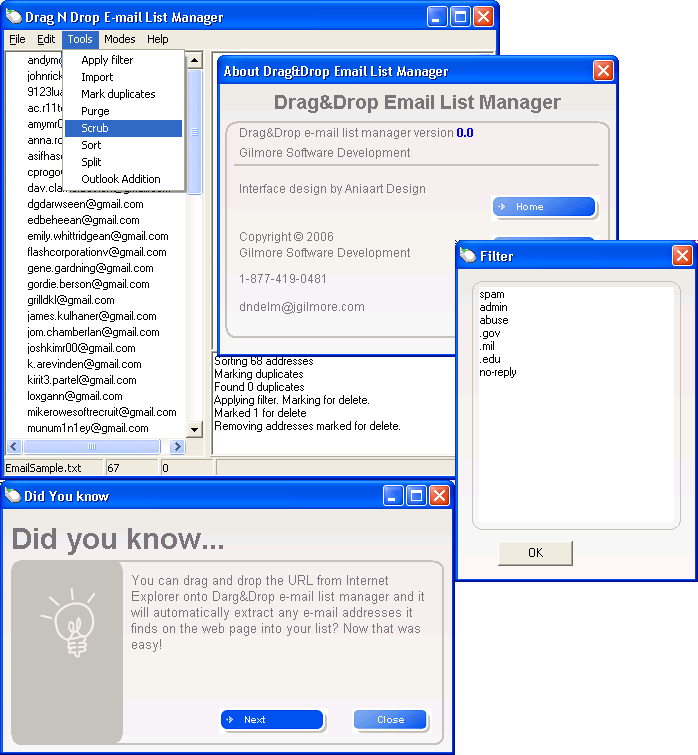 DragNDrop E-mail List Manager