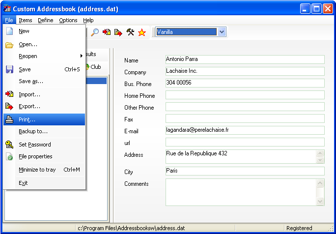 Custom Addressbook