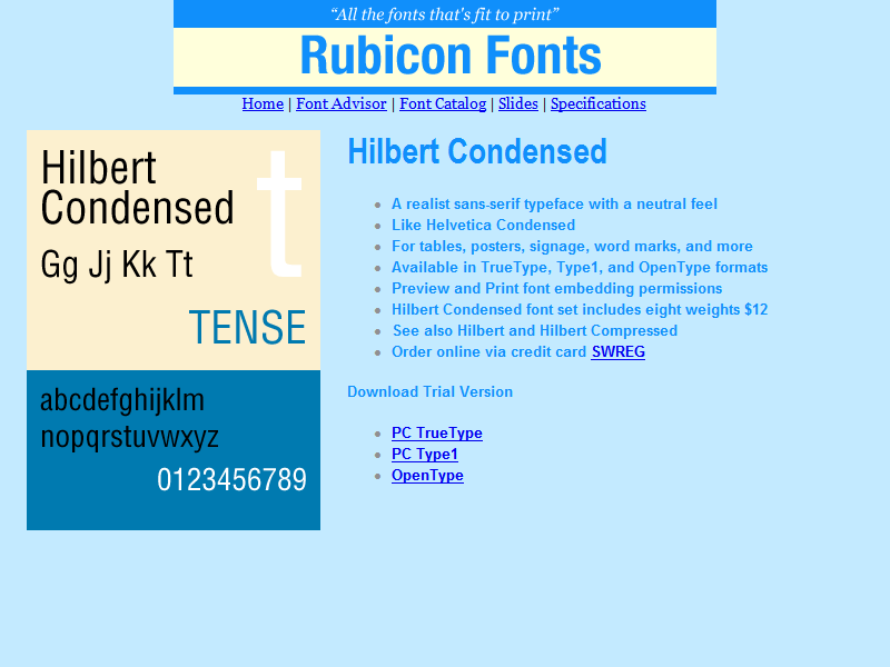 Hilbert Condensed Font TT