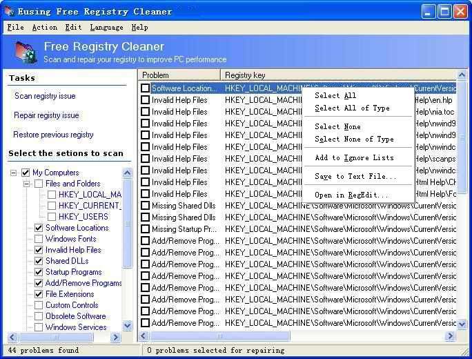 Eusing Free Registry Cleaner