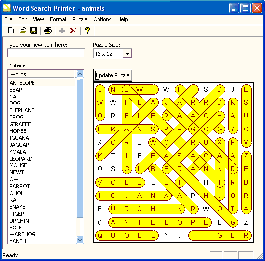 Word Search Printer