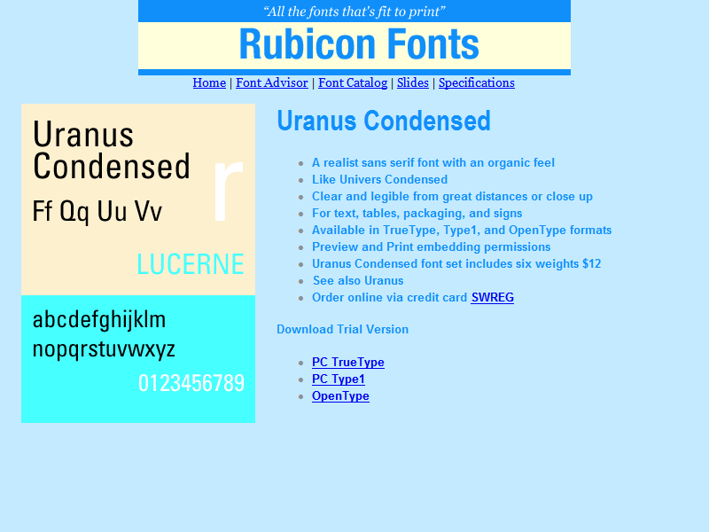 Uranus Condensed Font TT