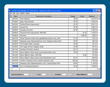 Credit Card Manager for Flash Drives