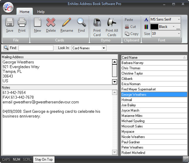 Enhilex Address Book Software Pro