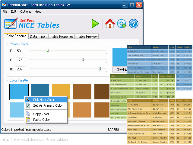 SoftFuse Nice Tables