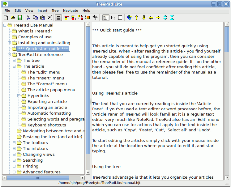 TreePad Lite for Linux