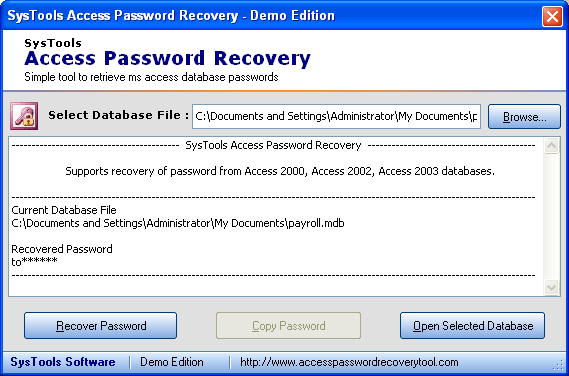 Advance Access Password Recovery Tool