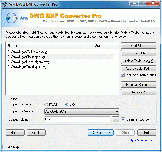 Any DWG to DXF Converter Pro