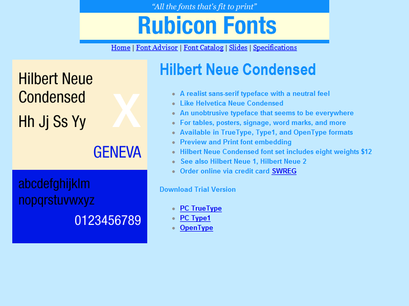 Hilbert Neue Condensed Font Type1