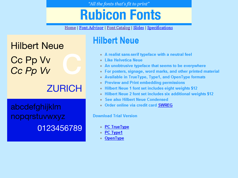 Hilbert Neue Fonts OpenType