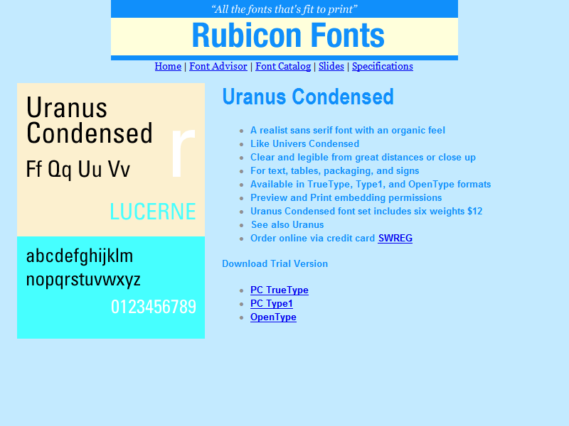 Uranus Condensed Font Opentype