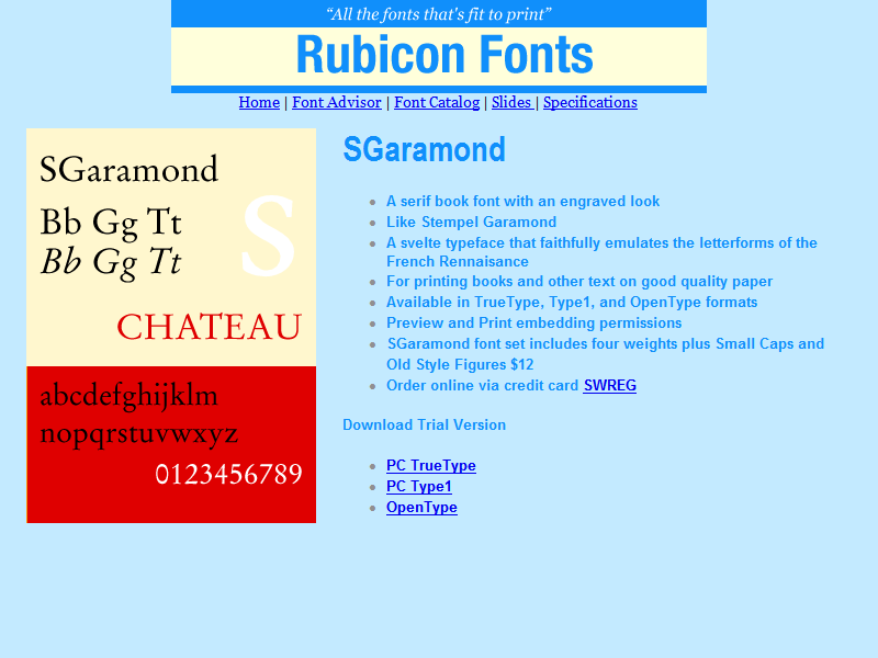 SGaramond Font OpenType