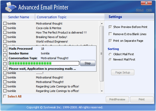 Advanced Email Printer