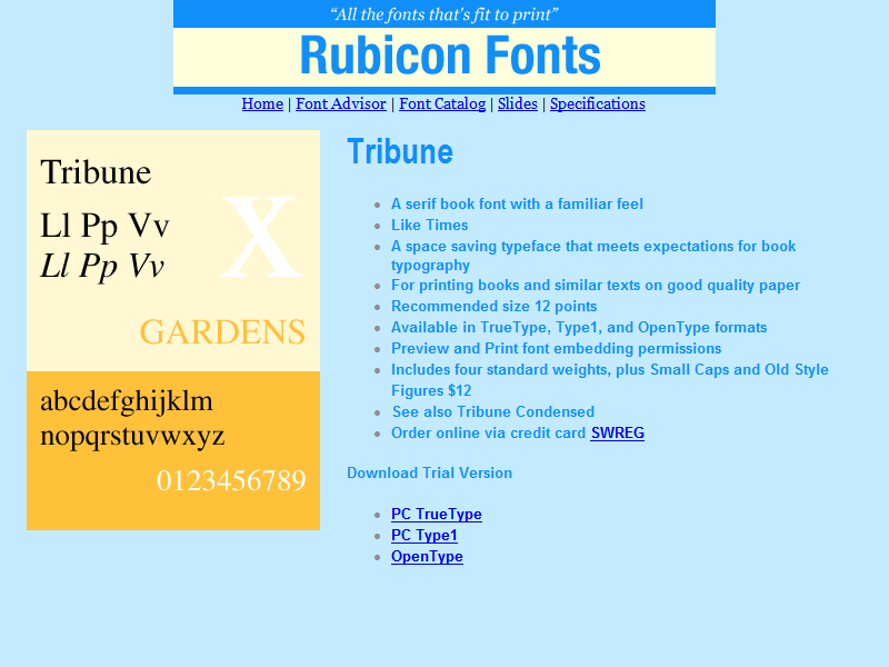 Tribune Font OpenType