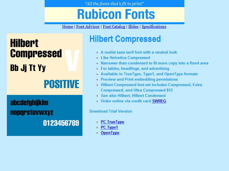 Hilbert Compressed Font Type1