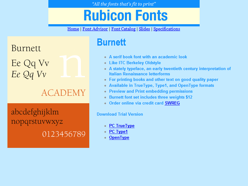 Burnett Font OpenType